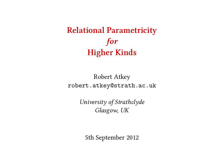 Thumbnail of slides for "Relational Parametricity for Higher Kinds" talk